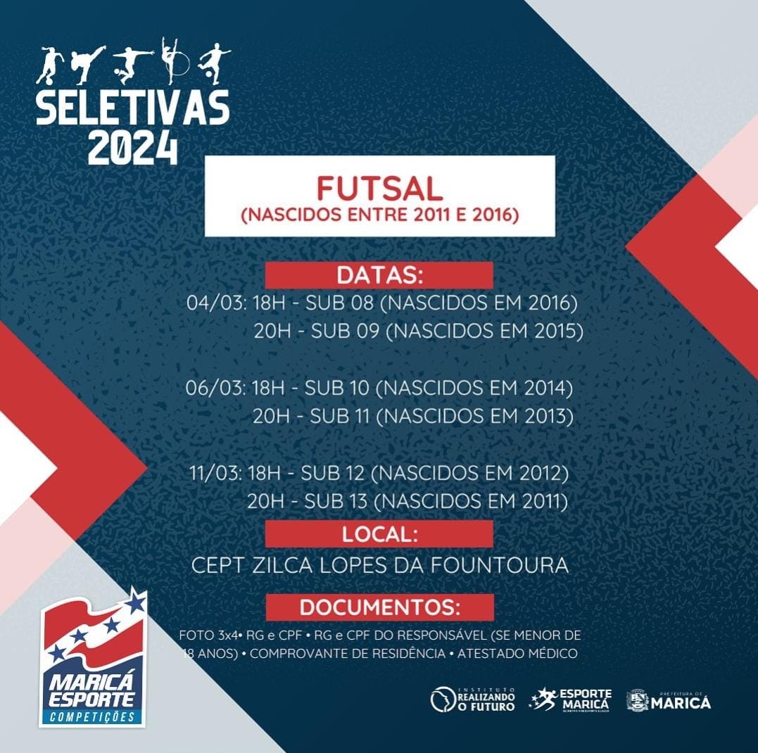 Secretaria de Esporte e Lazer divulga data da seletiva de futsal