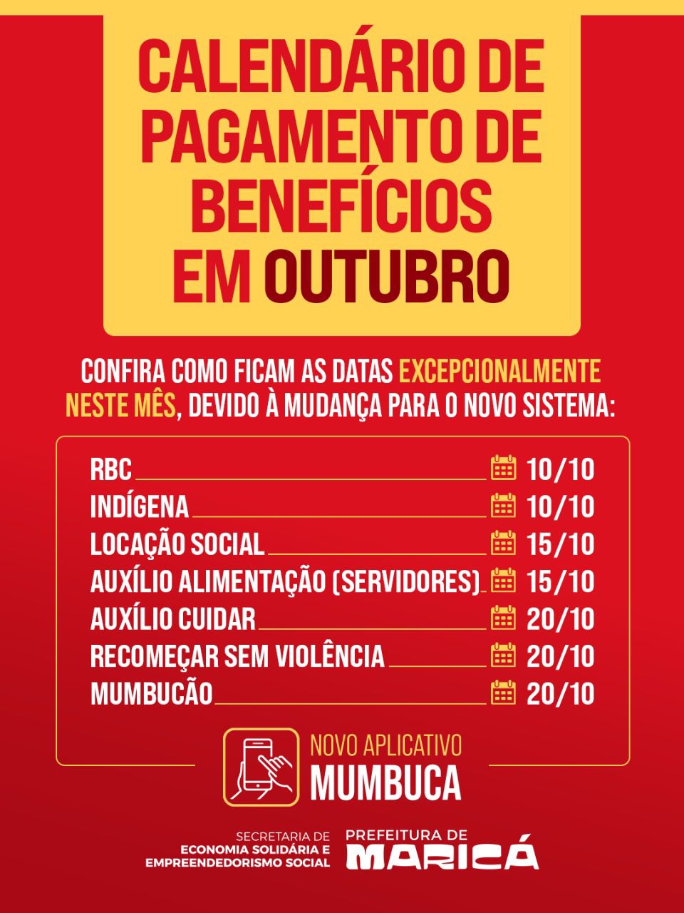 Benefícios sociais em Maricá: confira o calendário de pagamentos de outubro no novo aplicativo Mumbuca