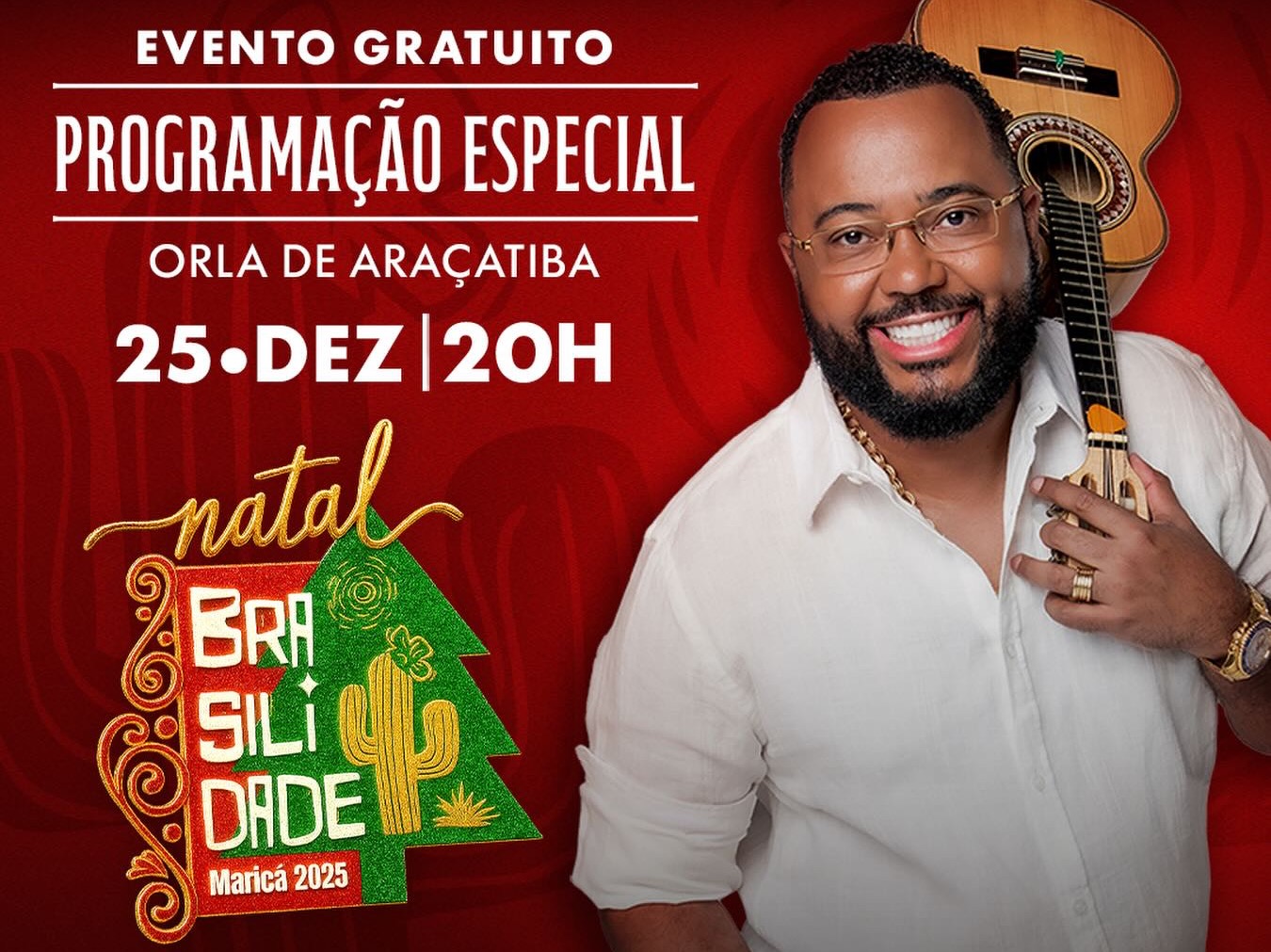 Maricá terá show de Dudu Nobre no Natal Brasilidade 2025, em Araçatiba