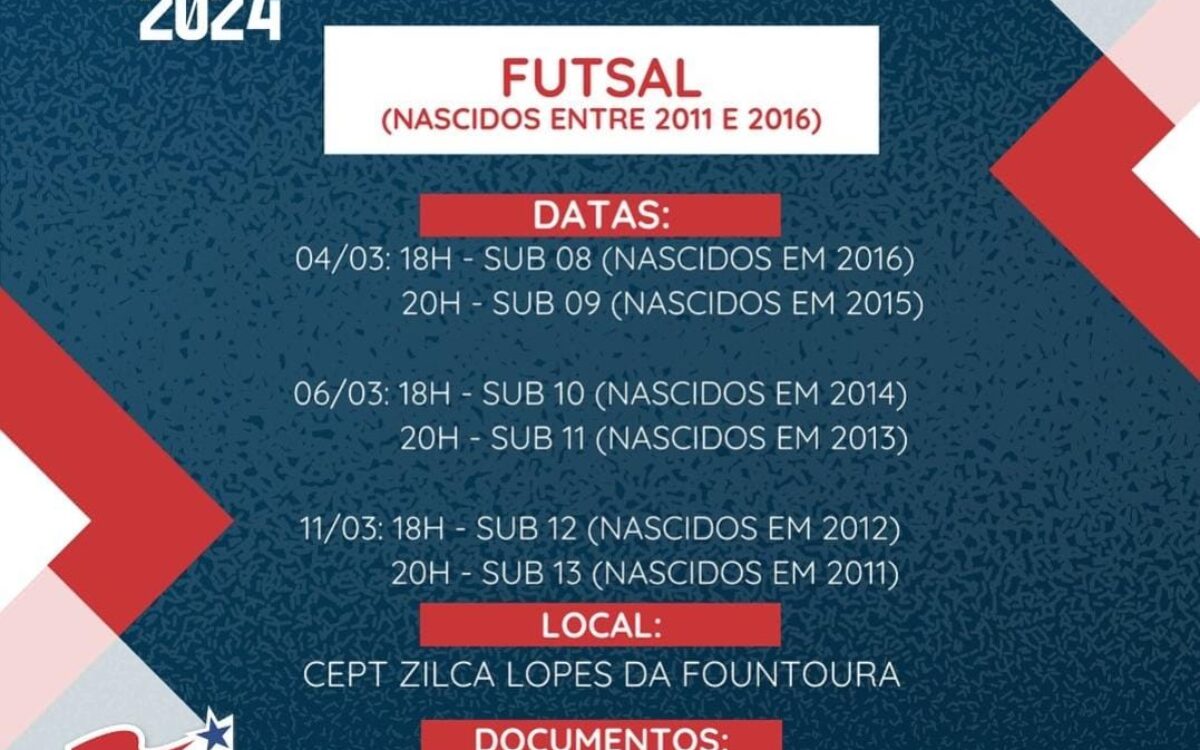 Secretaria de Esporte e Lazer divulga data da seletiva de futsal